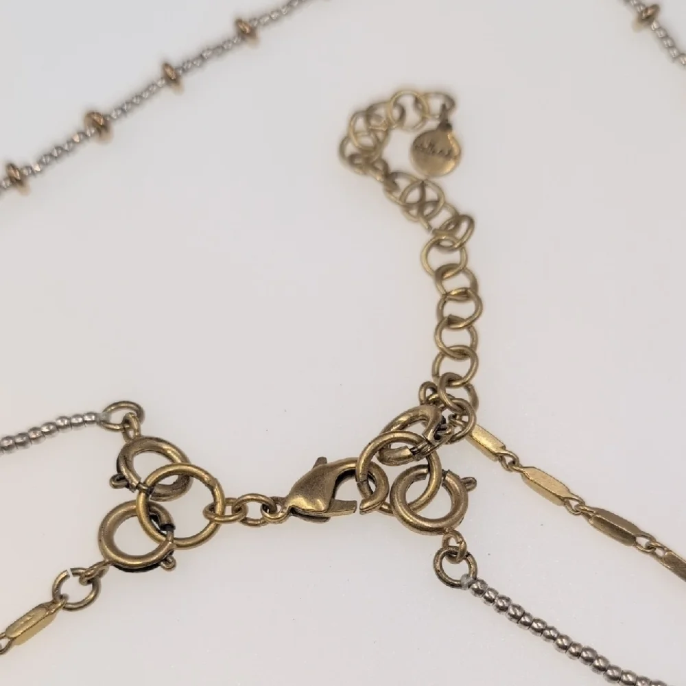 Stella & Dot Gold and Silver Layered Necklace Wear 3-ways Together Or Separate